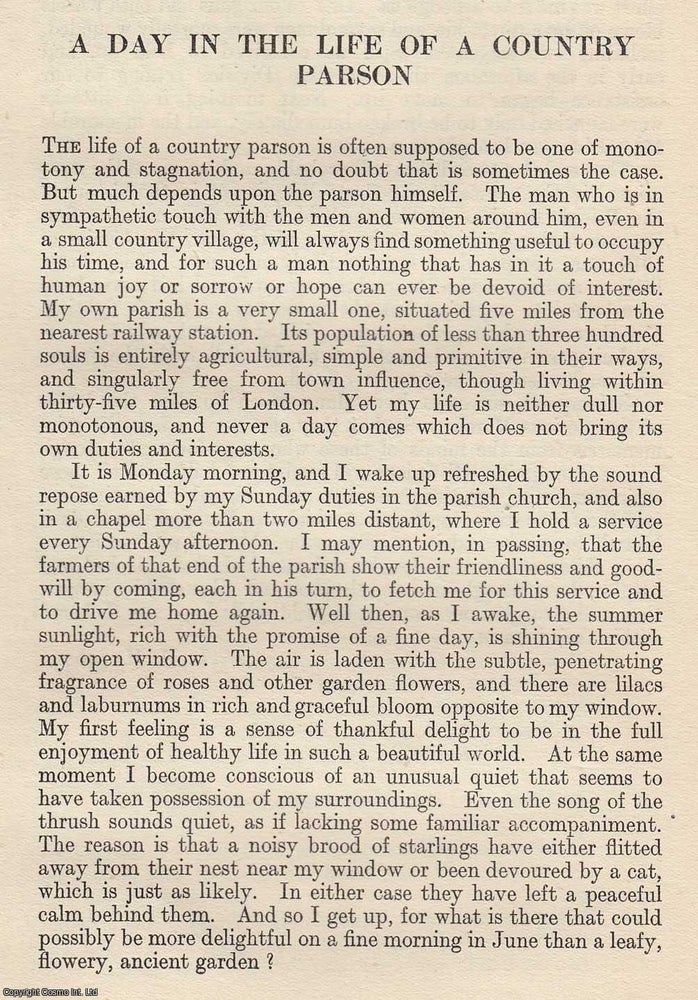 Item #616891 A Day in The Life of a Country Parson. An original article from The National Review,...