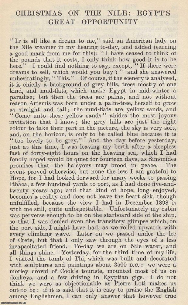 Item #617000 Christmas on The Nile: Egypt's Great Opportunity. 11 pages. An article printed...