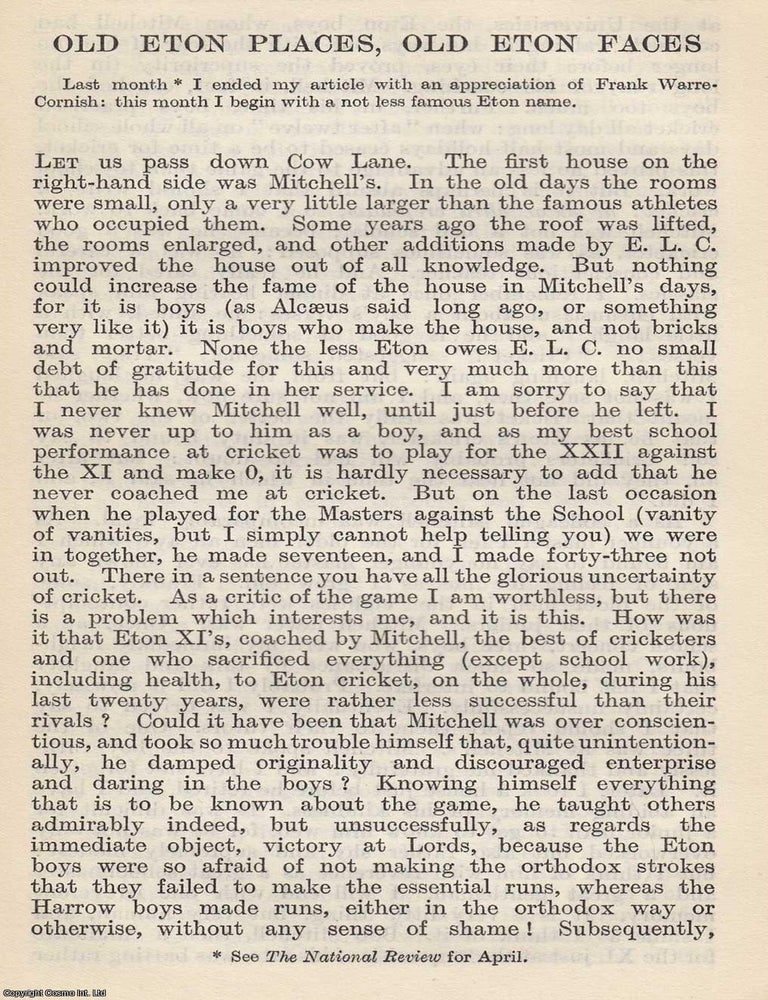 Item #617005 Old Eton Places, Old Eton Faces. By Hugh MacNaghten, Vice Provost of Eton. An...