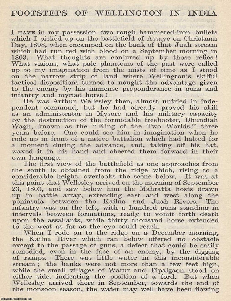 Item #617008 Footsteps of Wellington in India. By R. G. Burton. An original article from The...