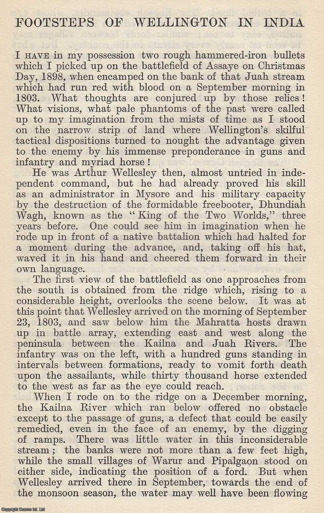 Item #617008 Footsteps of Wellington in India. By R. G. Burton. An original article from The...