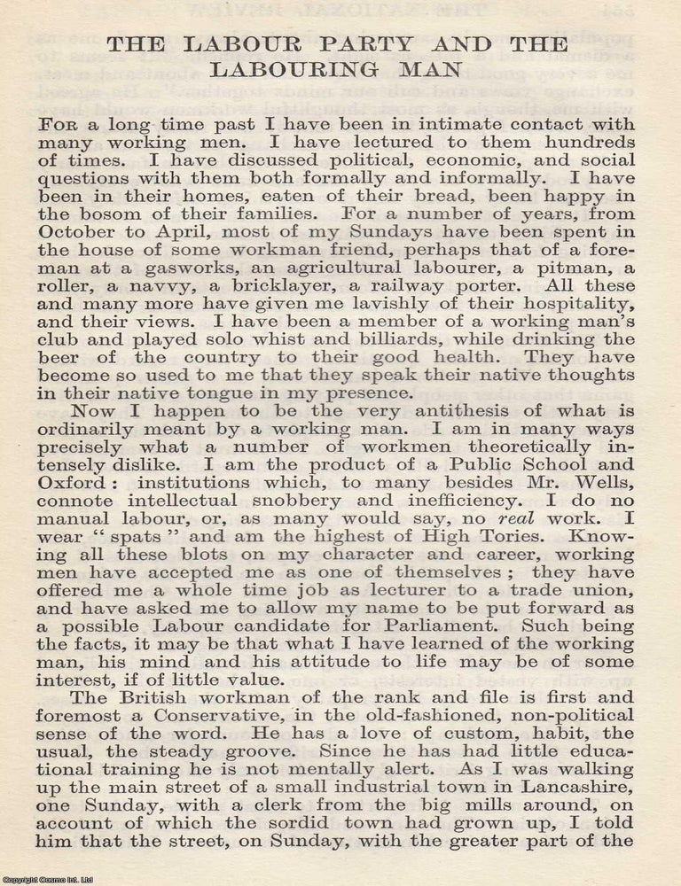 Item #617009 The Labour Party and The Labouring Man. An original article from The National...
