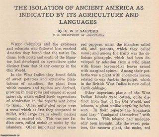 Item #617028 The Isolation of Ancient America as Indicated by its Agriculture and Languages. An...