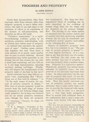 Item #617061 Progress and Property. An original article from The Scientific Monthly, 1926. Ezra...