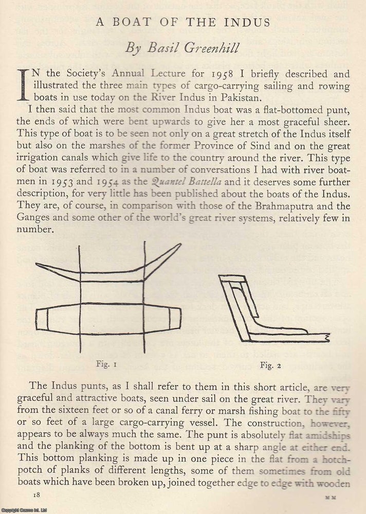 Item #618873 A Boat of The Indus. 3 pages, 2 plates. An article printed in 1963, written by Basil...