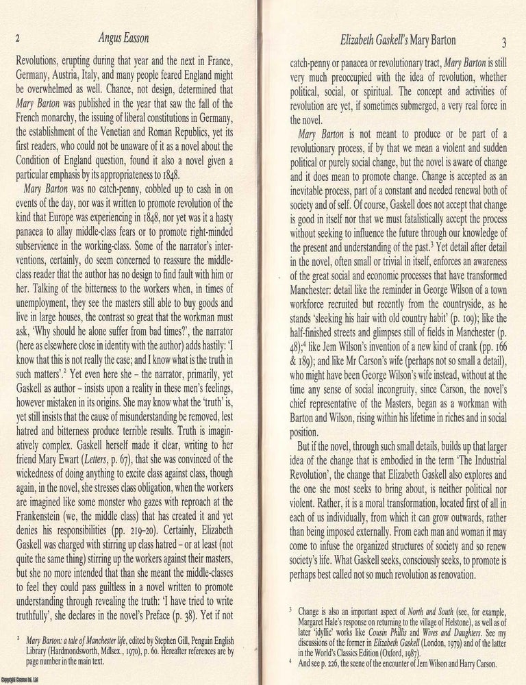 Item #619022 Elizabeth Gaskell's Mary Barton: A Novel of 1848? An original article from the...