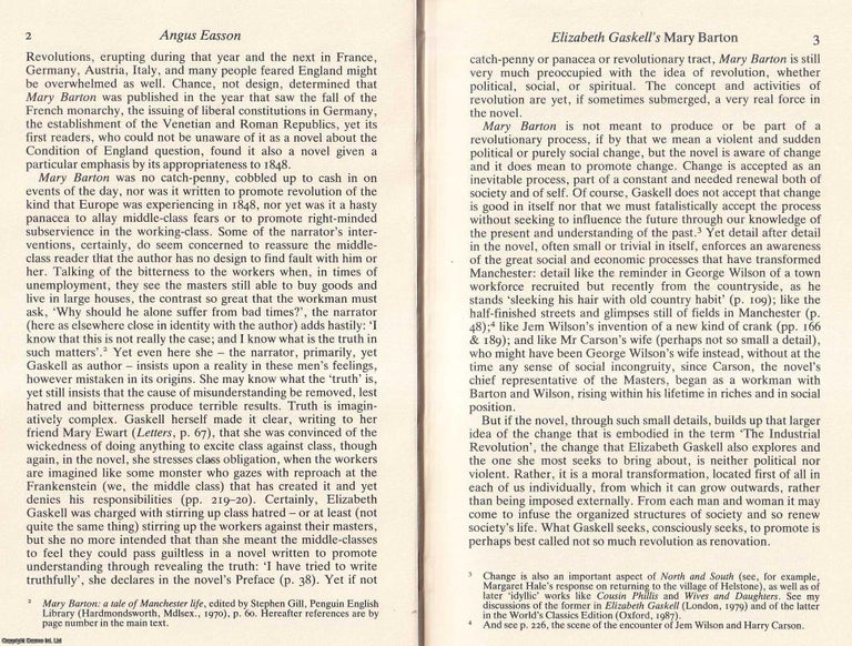 Item #619022 Elizabeth Gaskell's Mary Barton: A Novel of 1848? An original article from the...