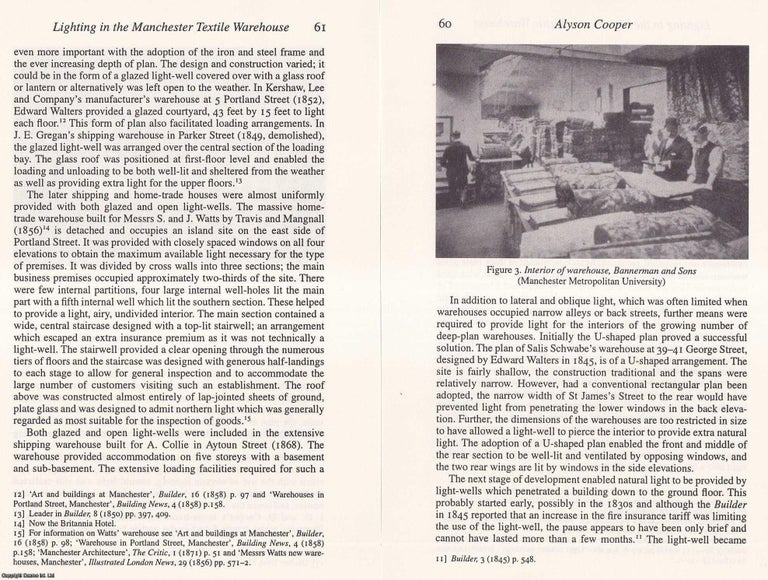 Item #619145 Natural and Artificial Lighting in The Manchester Textile Warehouse. An original...