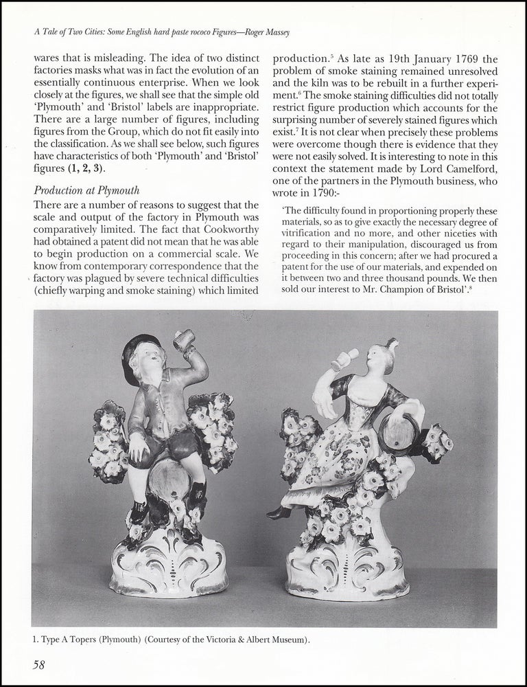Item #621511 A Tale of Two Cities: Some English Hard Paste Rococo Figures. An original article...