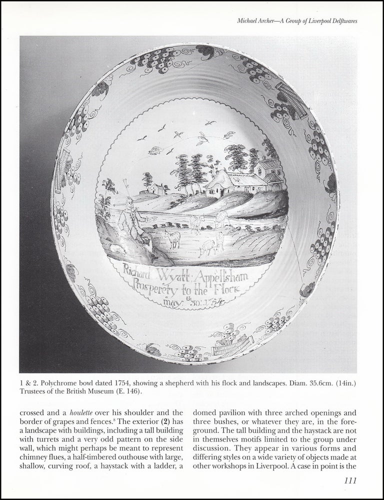 Item #621515 A Group of Liverpool Delftwares. 16 pages. An article printed in 1996, written by...