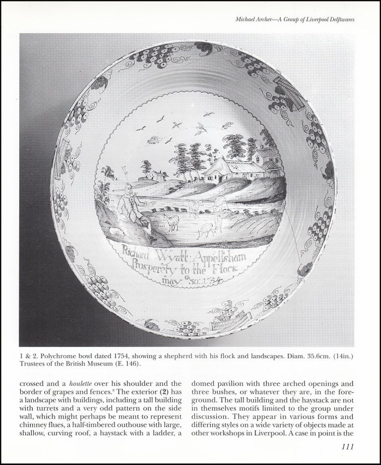 Item #621515 A Group of Liverpool Delftwares. 16 pages. An article printed in 1996, written by...