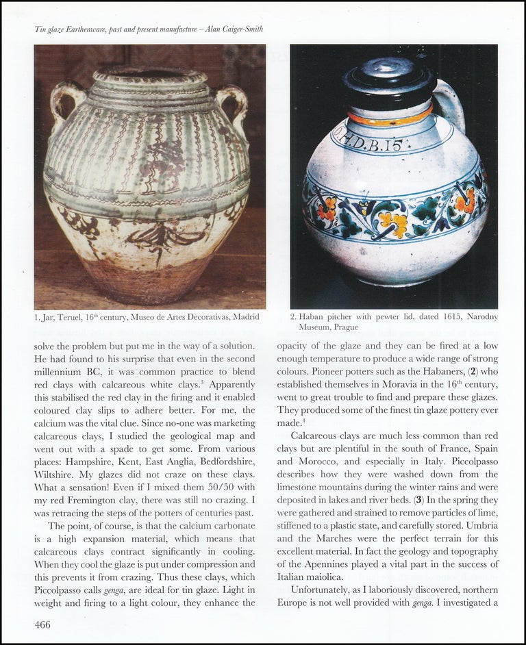 Item #621554 Tin Glaze Earthenware, Past and Present Manufacture. An original article from the...