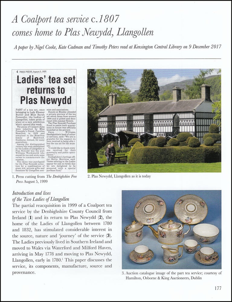 Item #621587 A Coalport Tea Service c. 1807 comes Home to Plas Newydd, Llangollen. 10 pages,...