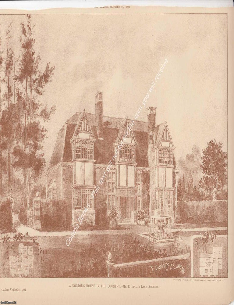 Item #621837 1893 : A Doctor's House in The Country. E. Beckitt Lamb, Architect. An original page...
