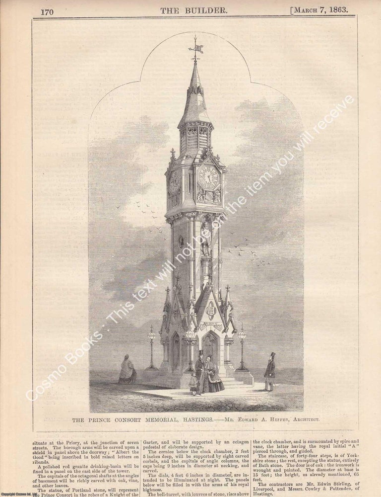 Item #621905 1863 : The Prince Consort Memorial, Hastings. Edward A. Heffer, Architect. An...