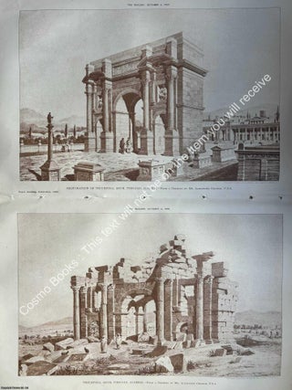 1890 : Restoration of Triumphal Arch, Timegad, Algeria. A Drawing by Alexander Graham. An original page from The Builder. An Illustrated Weekly Magazine, for the Architect, Engineer, Archaeologist, Constructor, & Art-Lover.