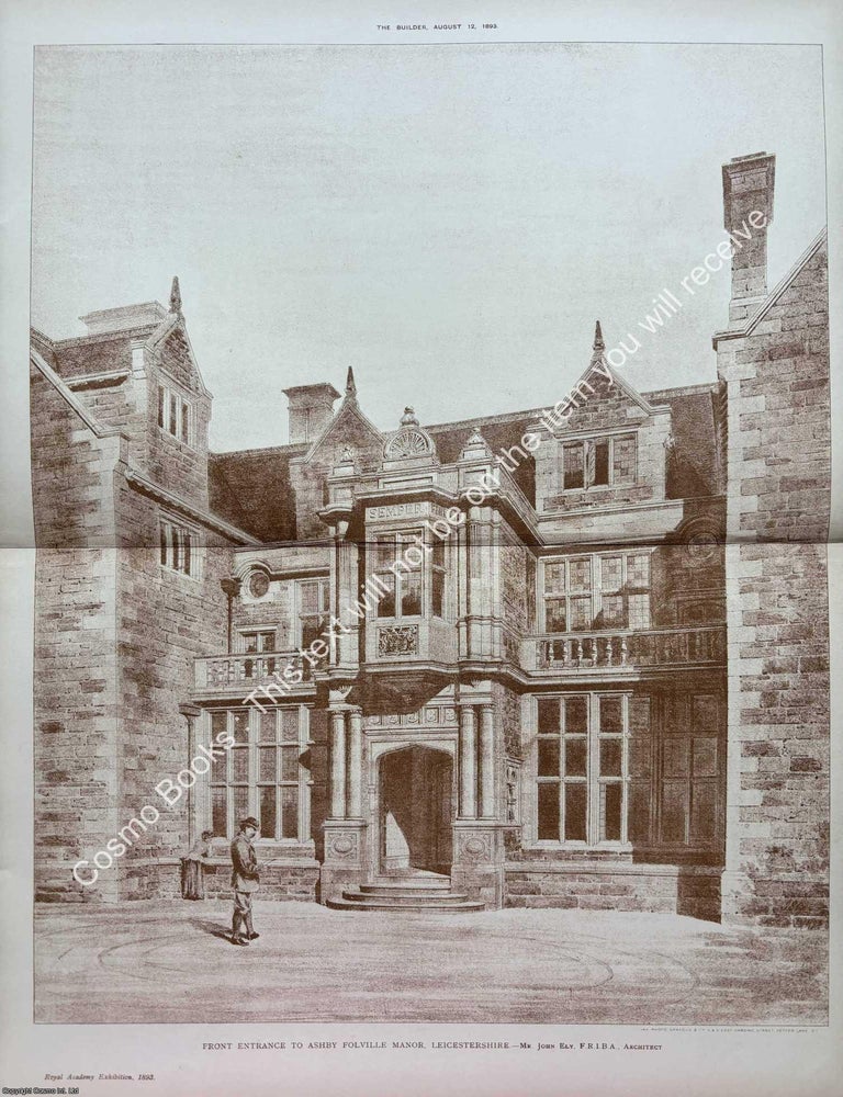 Item #622003 1893 : Ashby Folville Manor, Leicestershire. Front Entrance. John Ely, Architect. An...