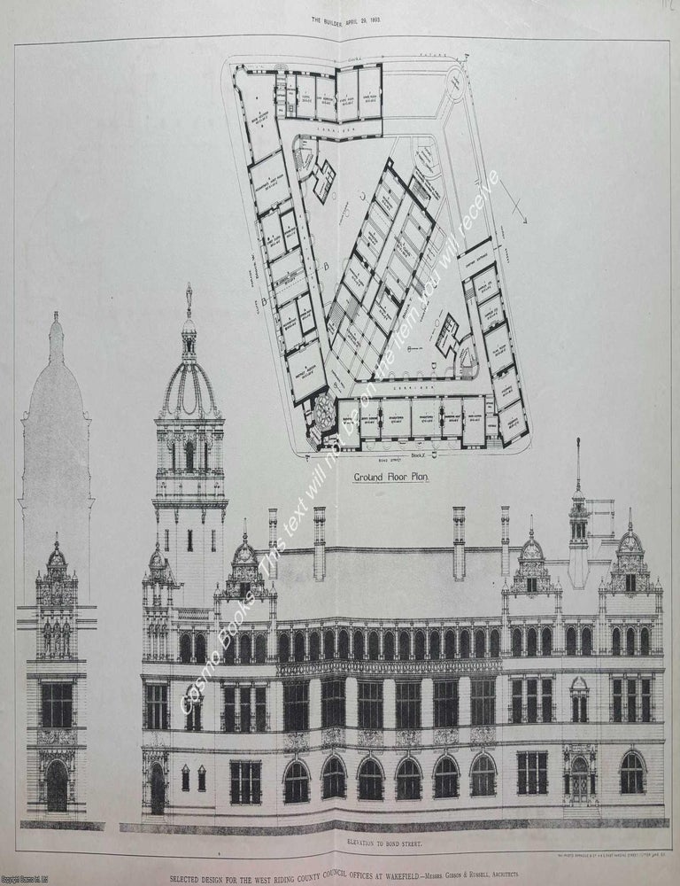 Item #622130 1893 : Design for The West Riding County Council Offices at Wakefield. Messrs....