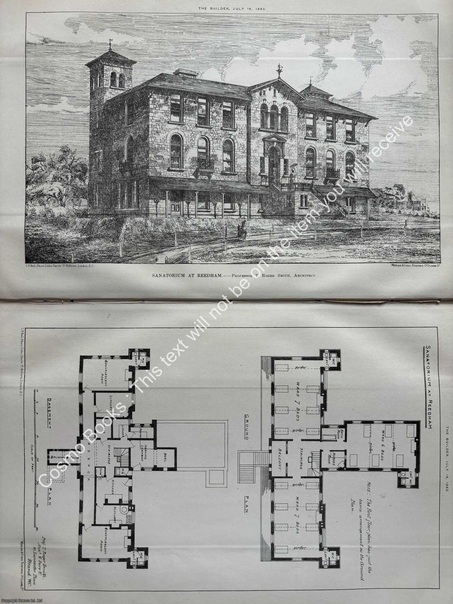 1883 : Sanatorium at Reedham. T. Roger Smith, Architect. An original ...