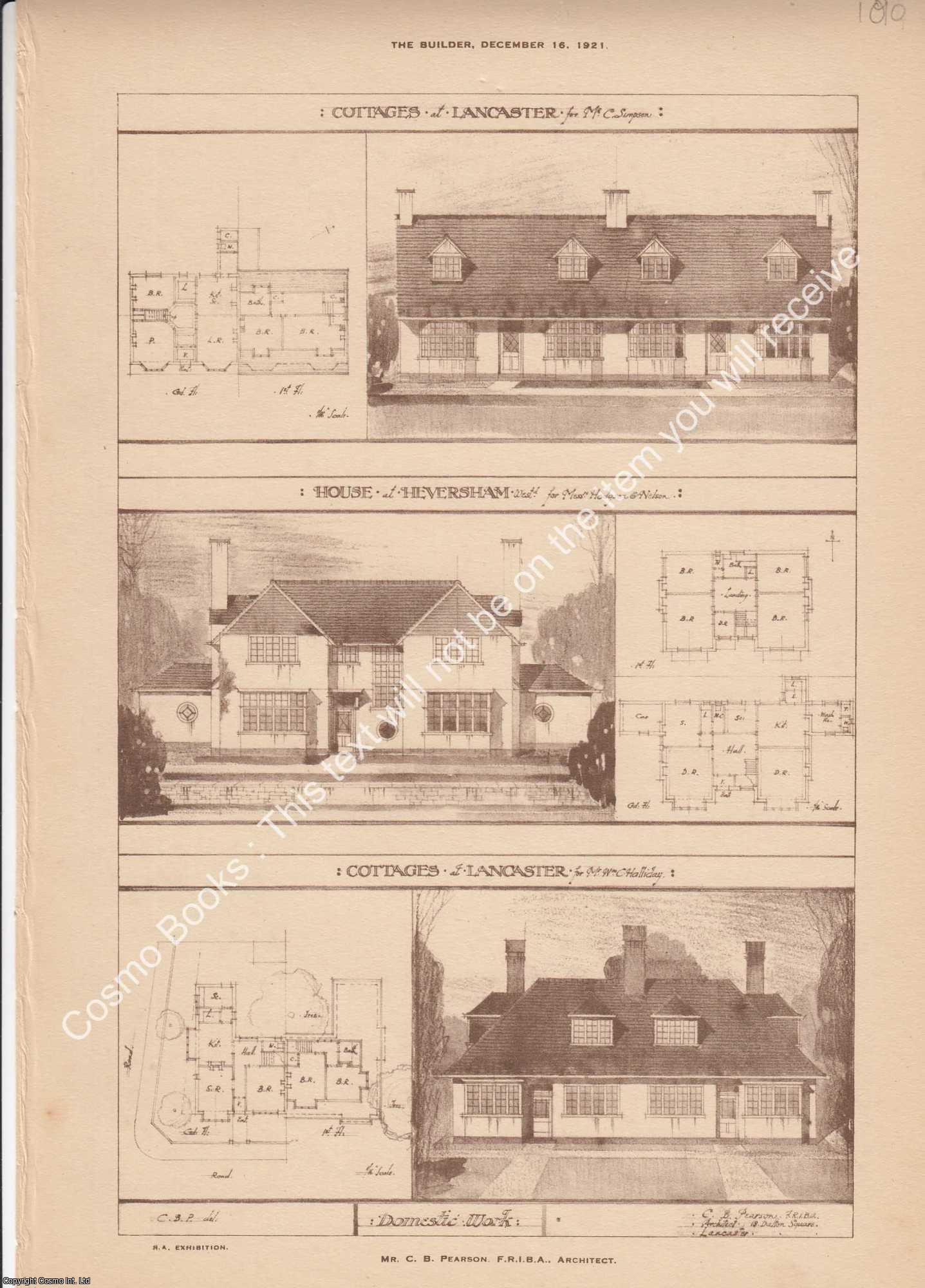 1921 : House of Heversham, Cottages at Lancaster. C. B. Pearson ...