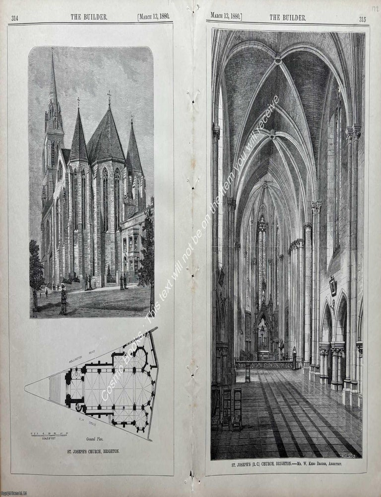 Item #623120 1880 : St. Joseph's Church, Brighton. W. Kedo Broder, Architect. An original page...