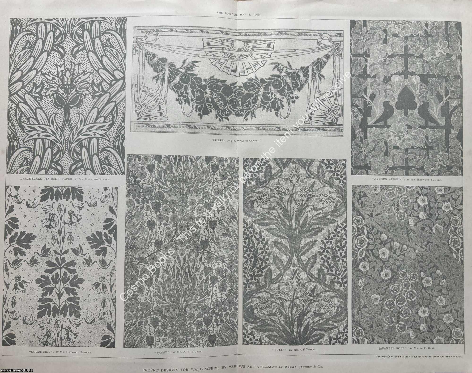 1902 : Designs for Wallpapers, by Various Artists. An original page ...