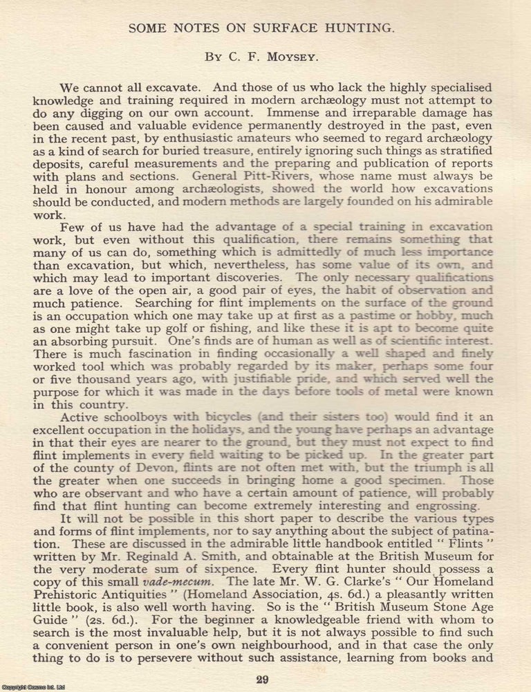 Item #624485 Notes on Surface Hunting (for those who do not excavate). An original article from...