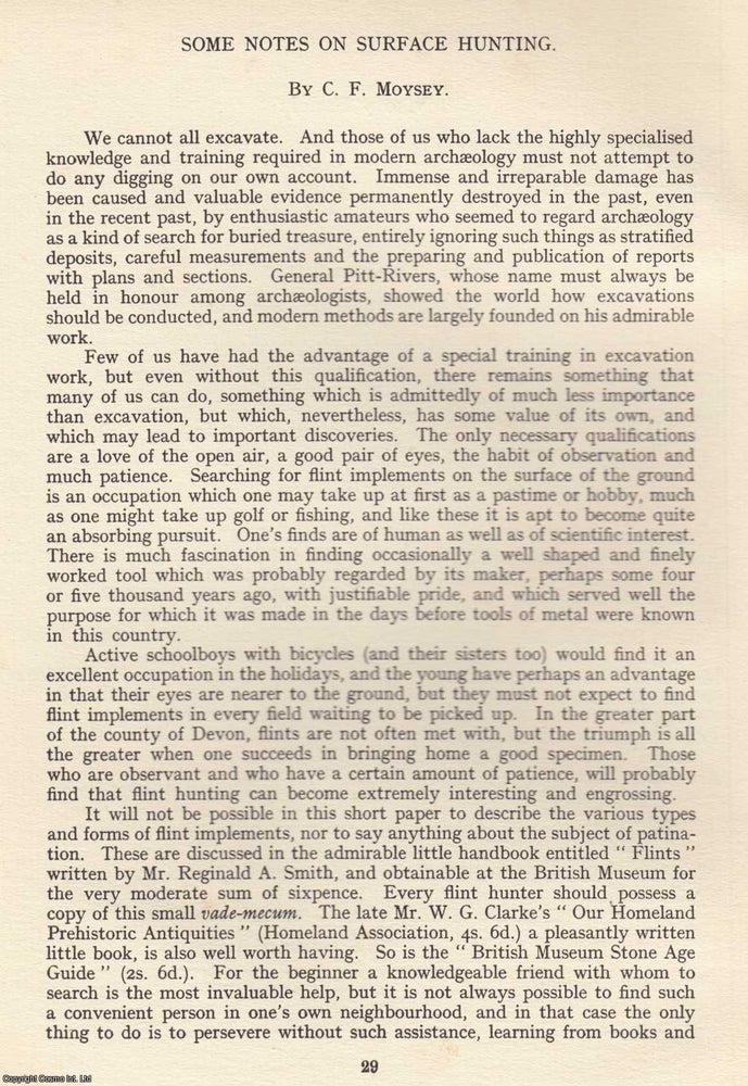 Item #624485 Notes on Surface Hunting (for those who do not excavate). An original article from...