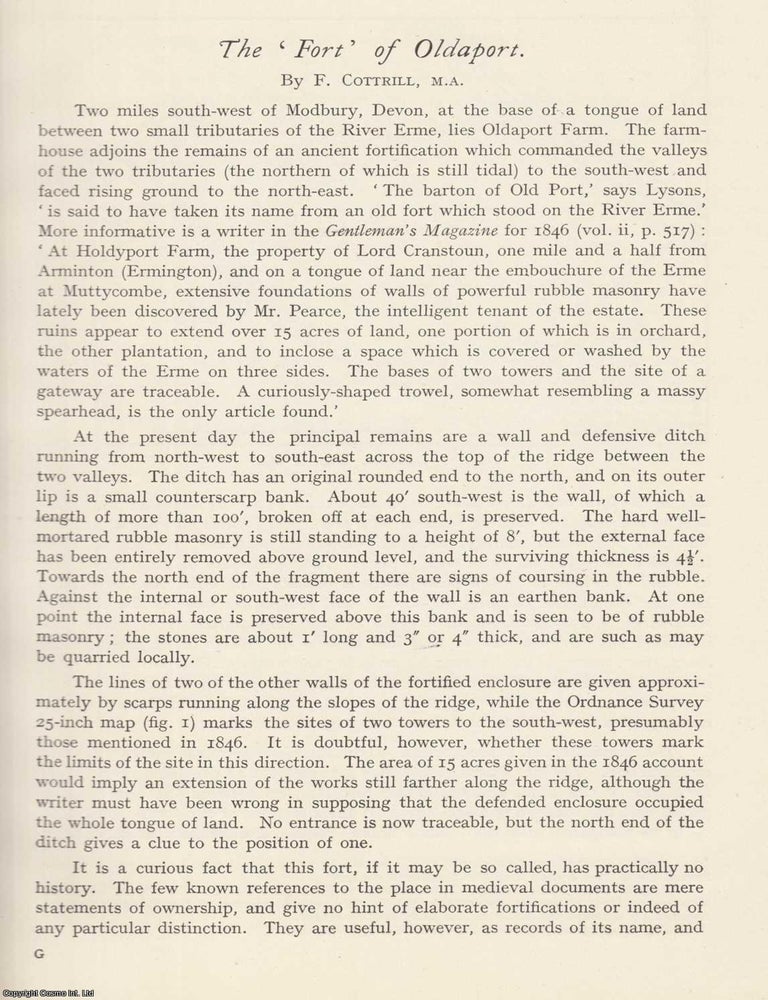Item #624505 The Fort of Oldaport. An original article from the Devon Archaeological Exploration...