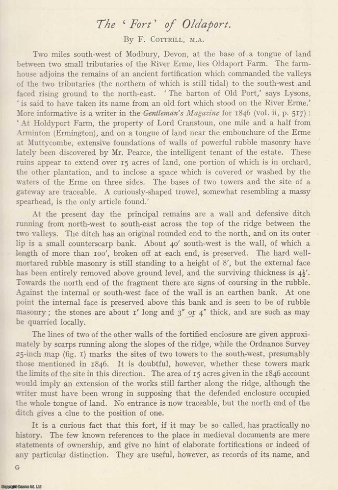 Item #624505 The Fort of Oldaport. An original article from the Devon Archaeological Exploration...