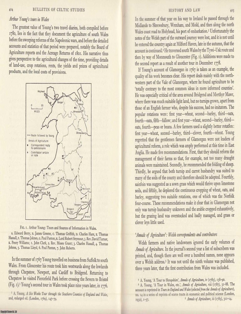 Item #624629 Arthur Young on Wales. An original article from the Bulletin of The Board of Celtic...