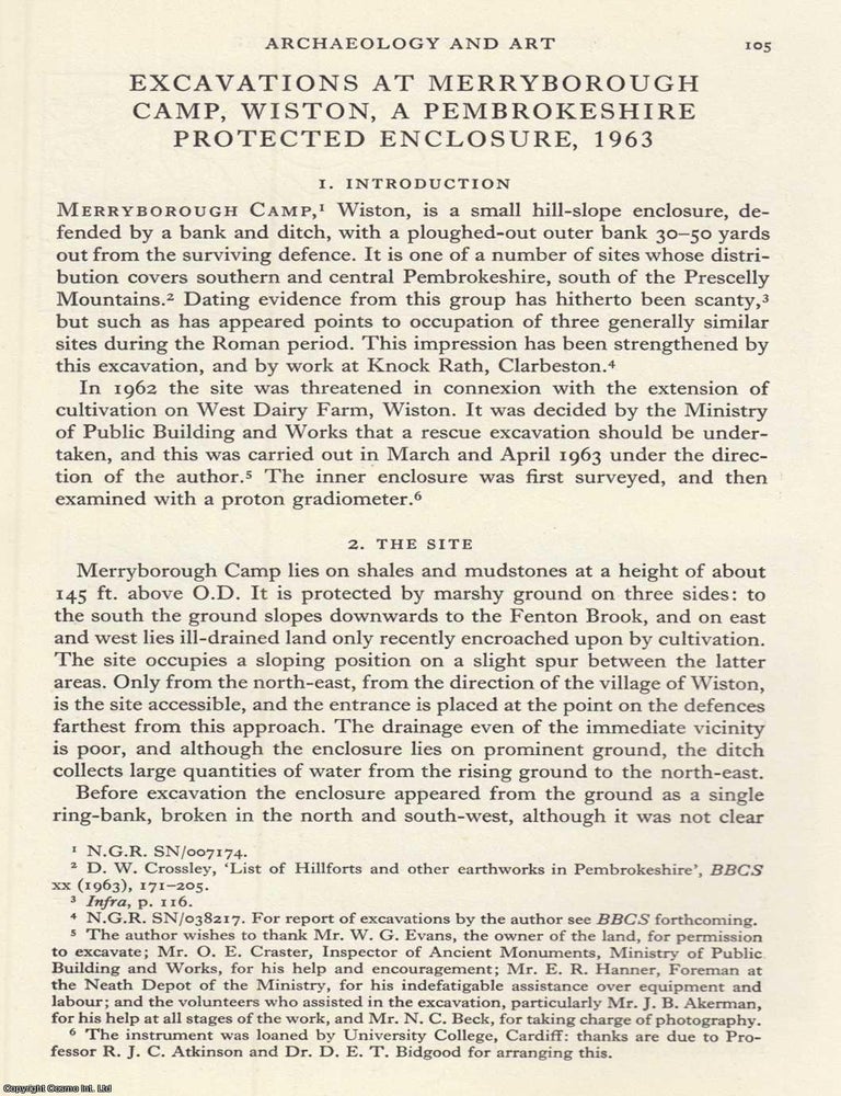Item #624637 Pembrokeshire Protected Enclosure, Merryborough Camp, Wiston Excavations 1963. An...
