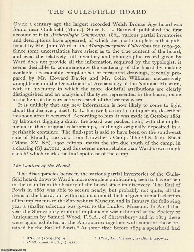 Item #624642 The Guilsfield Hoard. An original article from the Bulletin of The Board of Celtic...