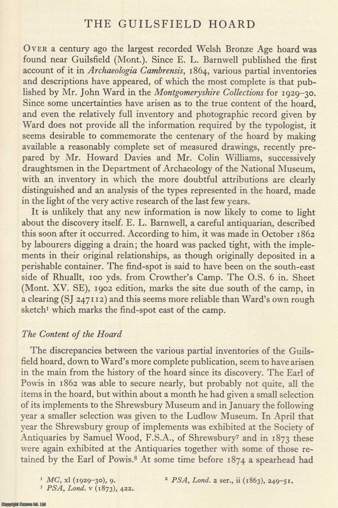 Item #624642 The Guilsfield Hoard. An original article from the Bulletin of The Board of Celtic...