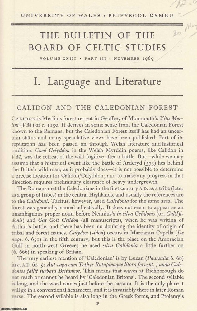 Item #624675 Calidon and The Caledonian Forest. An original article from the Bulletin of The...