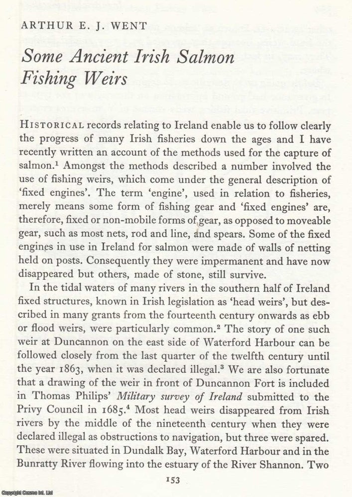 Item #624767 Ancient Irish Salmon Fishing Wiers. An original article from the Journal of...
