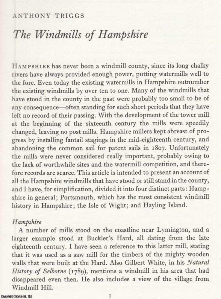 Item #624815 The Windmills of Hampshire. An original article from the Journal of Industrial...