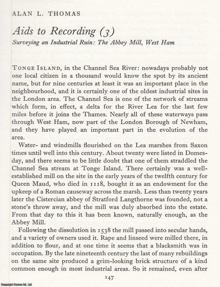 Item #624825 Surveying an Industrial Ruin, The Abbey Mill, West Ham. An original article from the...
