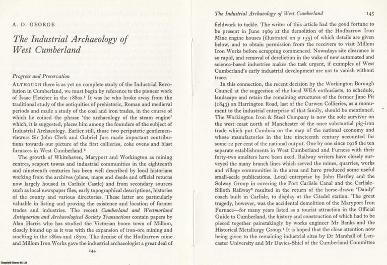 Item #624839 West Cumberland - The Industrial Archaeology. An original article from the Journal...