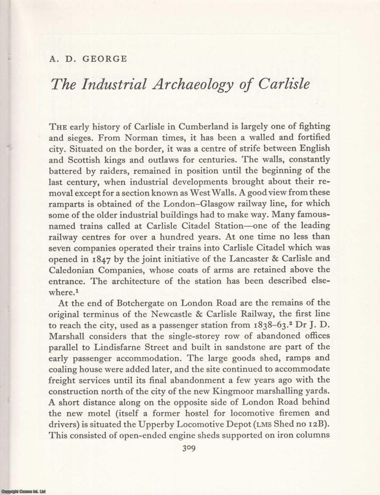 Item #624933 Carlisle's Industrial Archaeology. An original article from the Industrial...