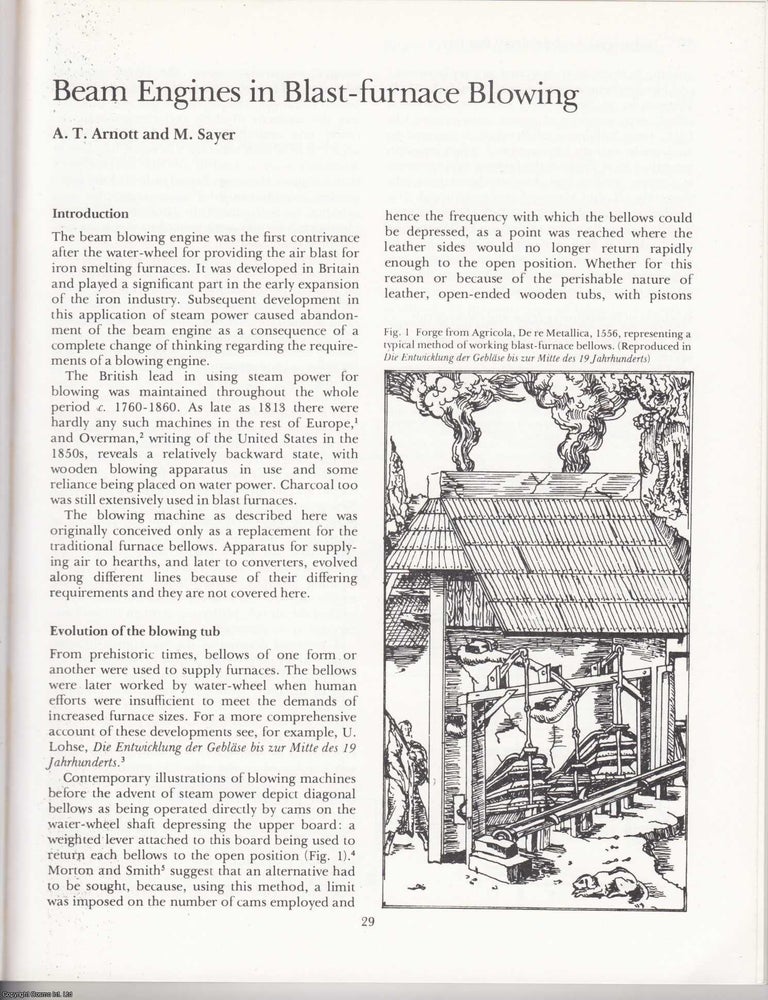 Item #625030 Beam Engines in Blast-Furnace Blowing. An original article from the Industrial...