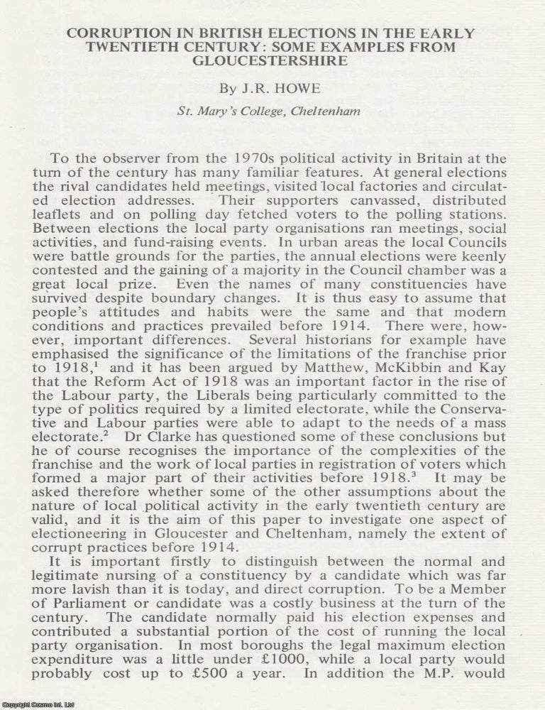 Item #625102 Gloucestershire Examples of Corruption in British Elections in The Early Twentieth...