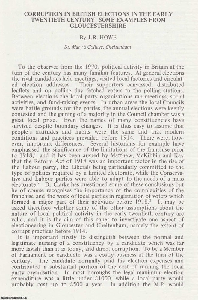 Item #625102 Gloucestershire Examples of Corruption in British Elections in The Early Twentieth...