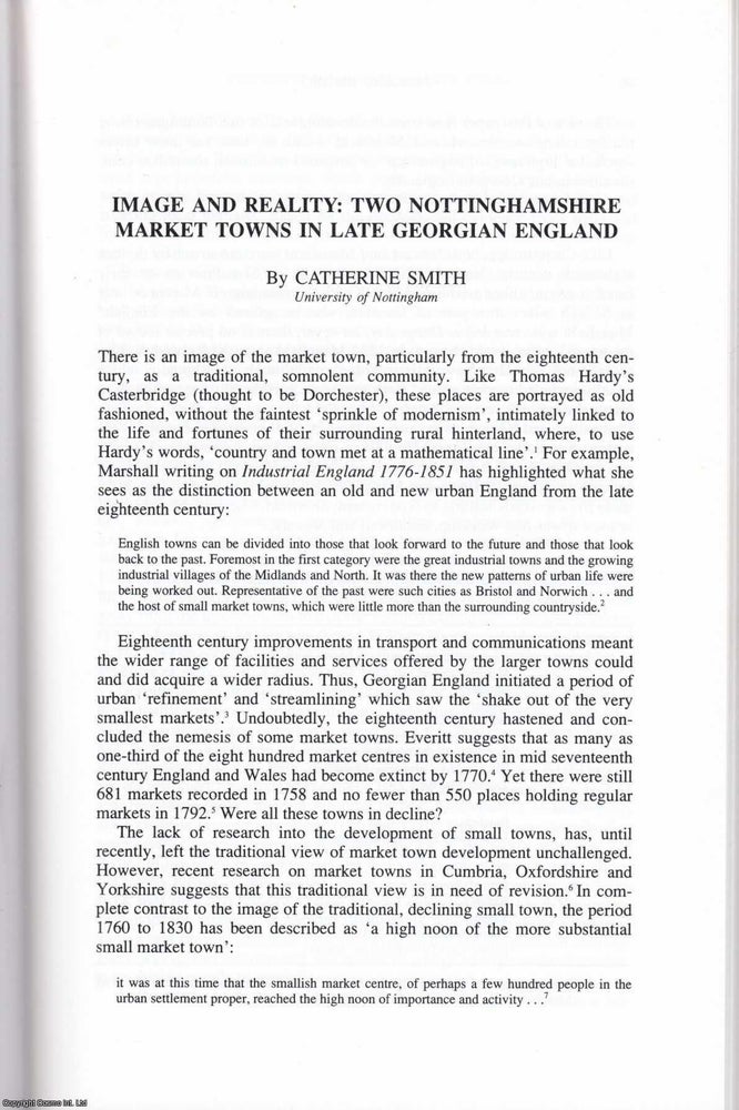 Item #625140 Image and Reality: Two Nottinghamshire Market Towns in Late Georgian England. 16...