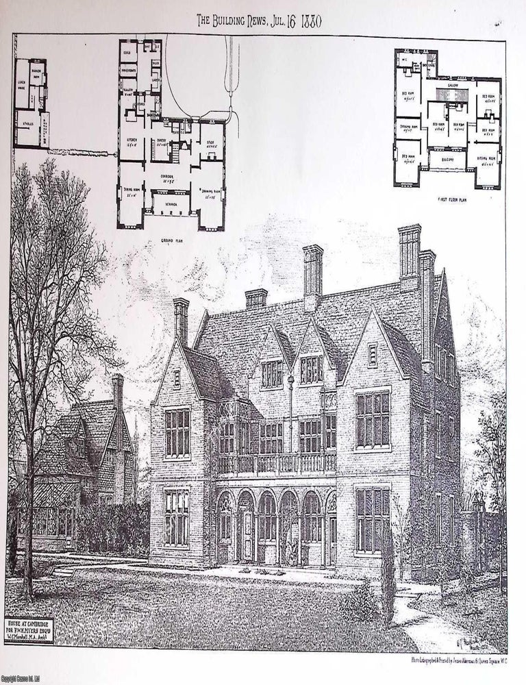 Item #628516 1880 : Cambridge House for F. W. H. Myers. W. C. Marshall, Architect. An original...