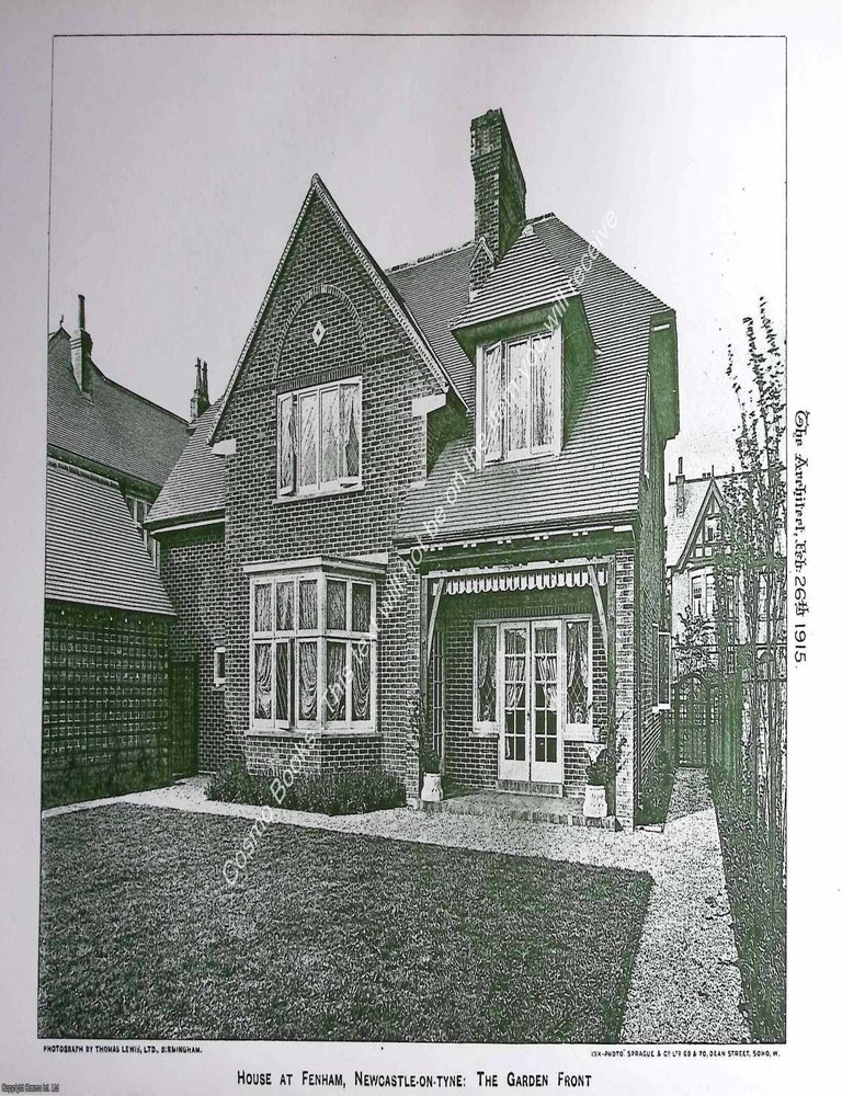 Item #629219 1915 : House at Fenham, Newcastle-on-Tyne, Front of Garden. An original page from...