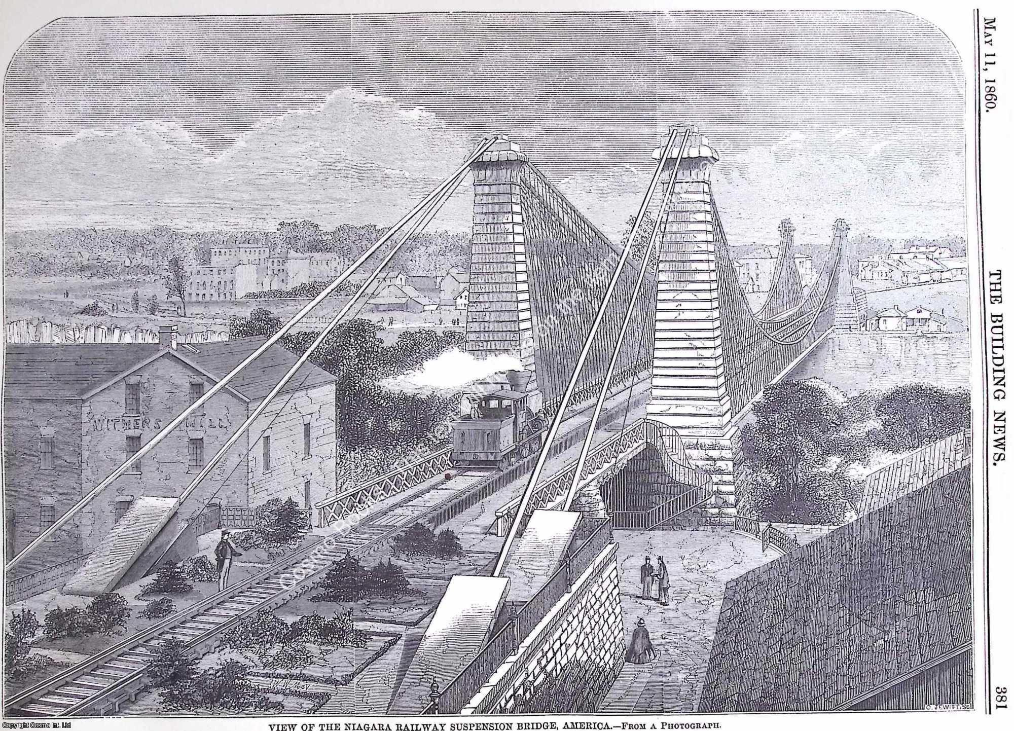 1860 : The Niagara Railway Suspension Bridge, America. An original page ...