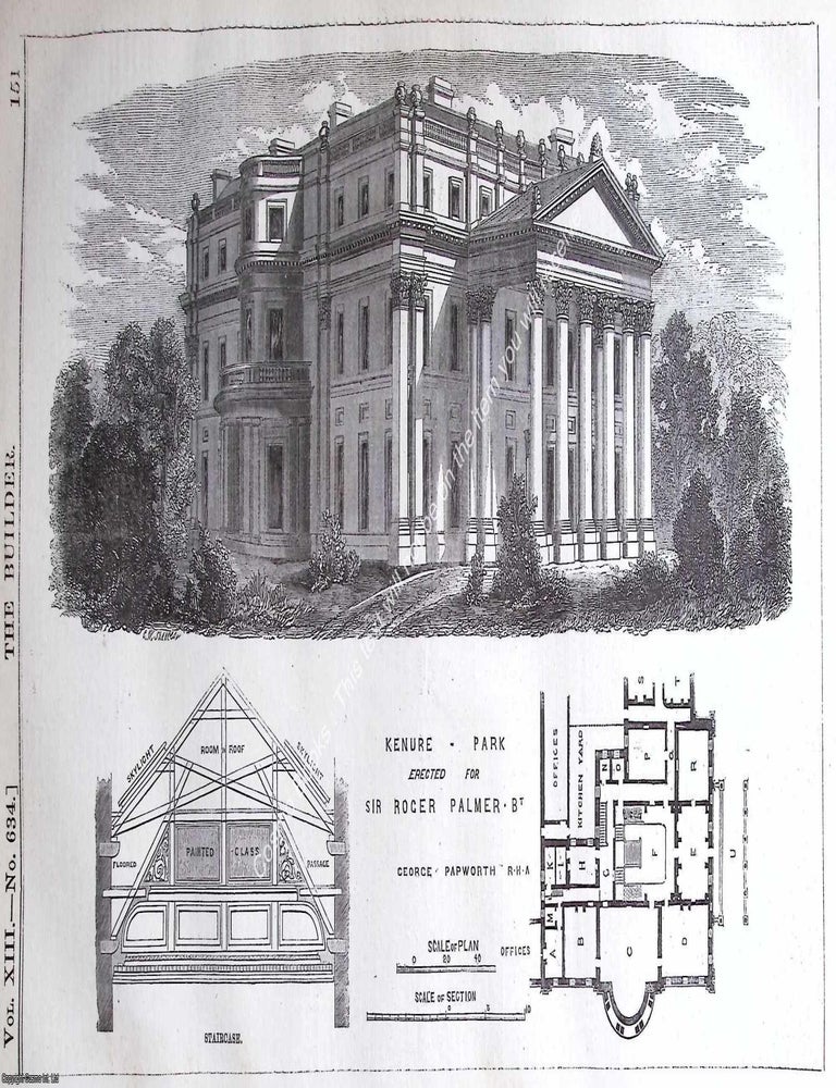 Item #630335 1855 : Kenure Park. An original page from The Builder. An Illustrated Weekly...