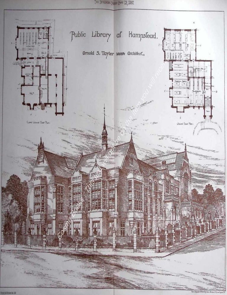 1897 : Public Library at Hampstead. Arnold S. Taylor, Architect. An ...