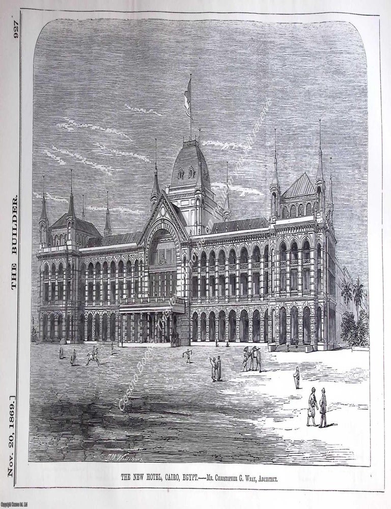 Item #630771 1869 : The Hotel, Cairo, Egypt. Christopher G. Wray, Architect. An original page...